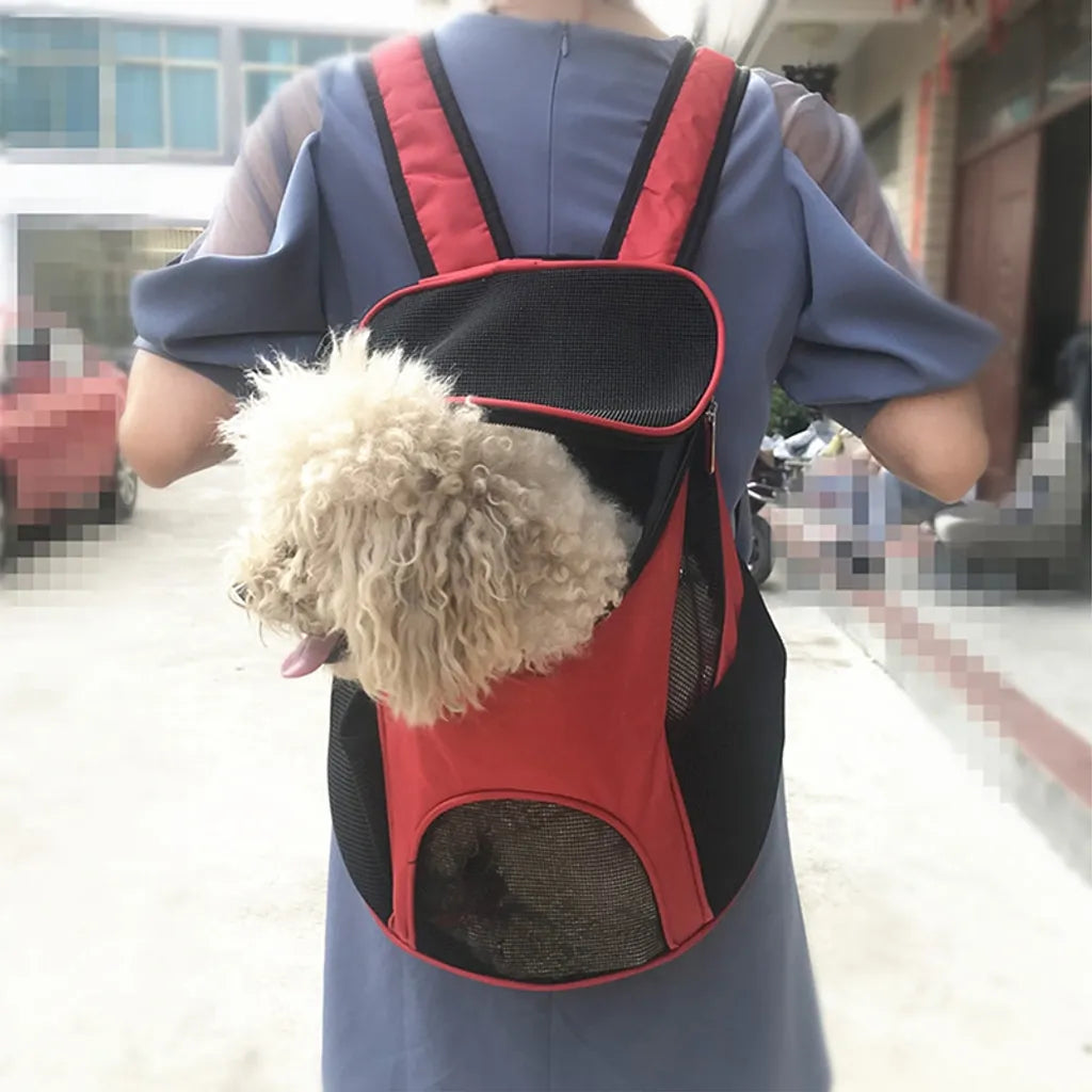  Oxford Tuch Katze Hund Rucksack, Outdoor Tragbar Faltbar Atmungsaktiv Mesh Backpack, Für Haustier Bis 3 Kg, 30x24x33cm, Rot Transportbox