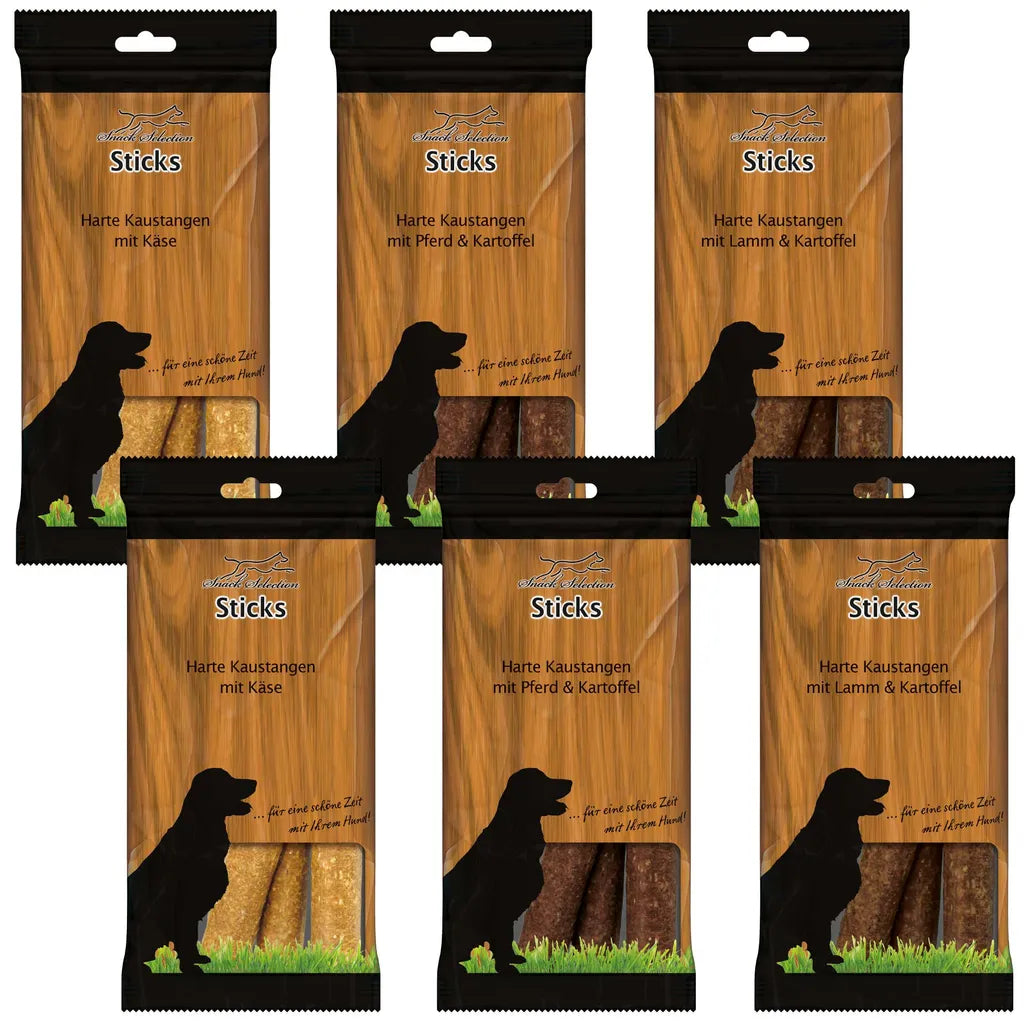  6x200g Harte Kaustangen - Set Aus Reis-Kartoffel-Teig - Pferd - Lamm - Kleine Brotzeit