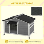  PawHut Hundehütte, Tannenholz, Hundehaus Mit Zu öffnendem Asphaltdach Und Abnehmbarem Boden, Kleintierhaus Für Kleine Und Mittelgroße Hunde, Outdoor, Wetterbeständig, Grau, 109 X 79 X 72 Cm