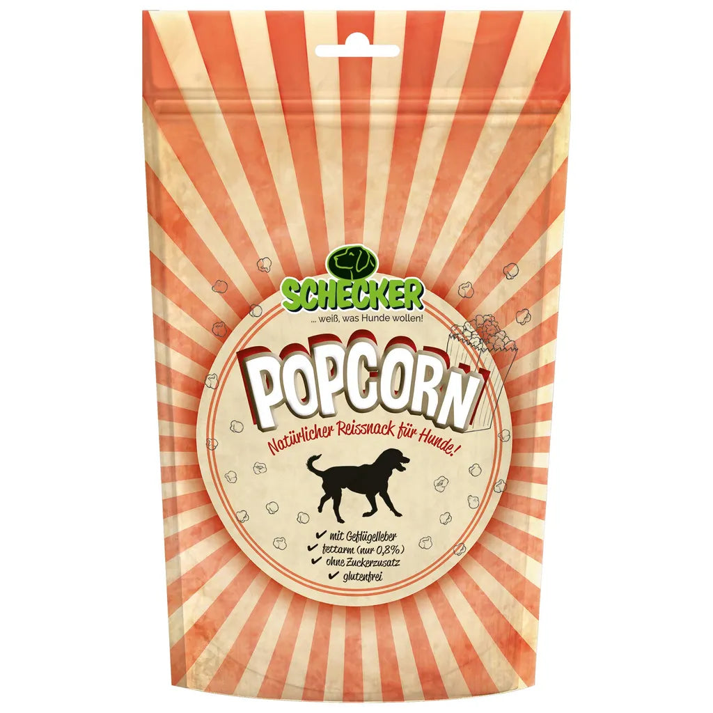  10x100g  - Schecker Popcorn Für Hunde - Lebergeschmack - Glutenfrei - Ohne Zuckerzusatz