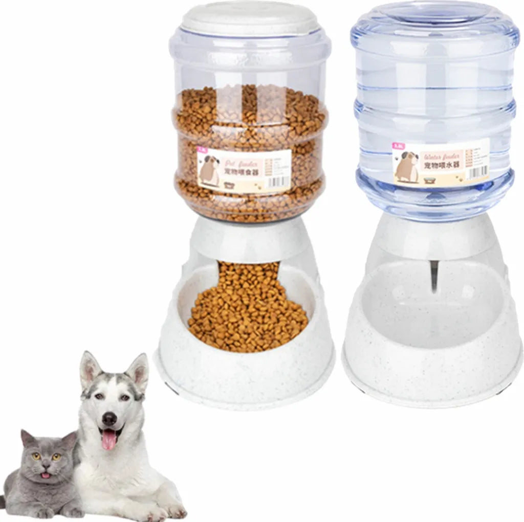  2X 3.8L Automatischer Feeder Futterautomat Haustiere Automatischer Futter Tränkesatz Futterautomat Und Wasserspender Für Hunde Katzen Haustiere Tiere (grau)