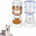 2X 3.8L Automatischer Feeder Futterautomat Haustiere Automatischer Futter Tränkesatz Futterautomat Und Wasserspender Für Hunde Katzen Haustiere Tiere (grau)