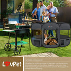  LOVPET® Welpenlaufstall Tierlaufstall Faltbar Für Kleintiere Hunde, Katzen Inkl. Hundenapf Hundelaufstall Freigehege Oxfordgewebe Pop-up System Indoor & Outdoor, Farbe:Anthrazit / Schwarz