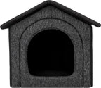  Hundehütte, Hundeecke, Ruhebereich, Zwinger, Tierheim, Hundezwinger, Haustierhütte, Haustierzwinger,Graphit Ökoleinen + Schwarz Oxford, R5: 60 X 70 Cm