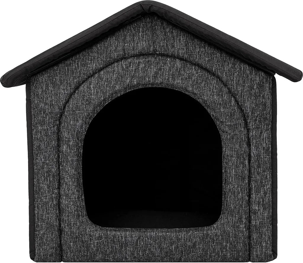 Hundehütte, Hundeecke, Ruhebereich, Zwinger, Tierheim, Hundezwinger, Haustierhütte, Haustierzwinger,Graphit Ökoleinen + Schwarz Oxford, R5: 60 X 70 Cm