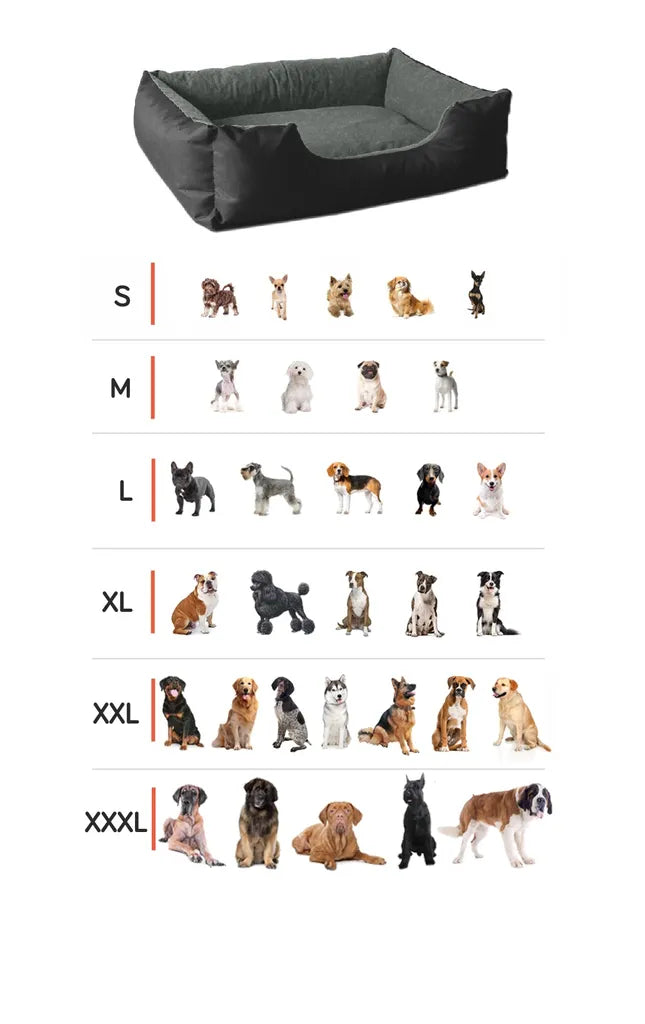  BedDog® Hundebett LUPI, Hundesofa Aus Cordura, Microfaser-Velours, Waschbares Hundebett Mit Rand, Hundekissen Vier-eckigfschad, Größe:XL, Farbe:THE-ROCK (schwarz/grau)