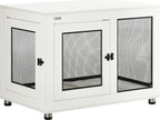  PawHut Hundekäfig, Haustierkäfig Mit Tischplatte, Hundehaus, Hundehütte Mit Kissen, Hundebox Indoor, Tierkäfig Mit 2 Türen Für Große Hunde, Beistelltisch, Weiß+Schwarz, 94 X 60 X 71,5 Cm
