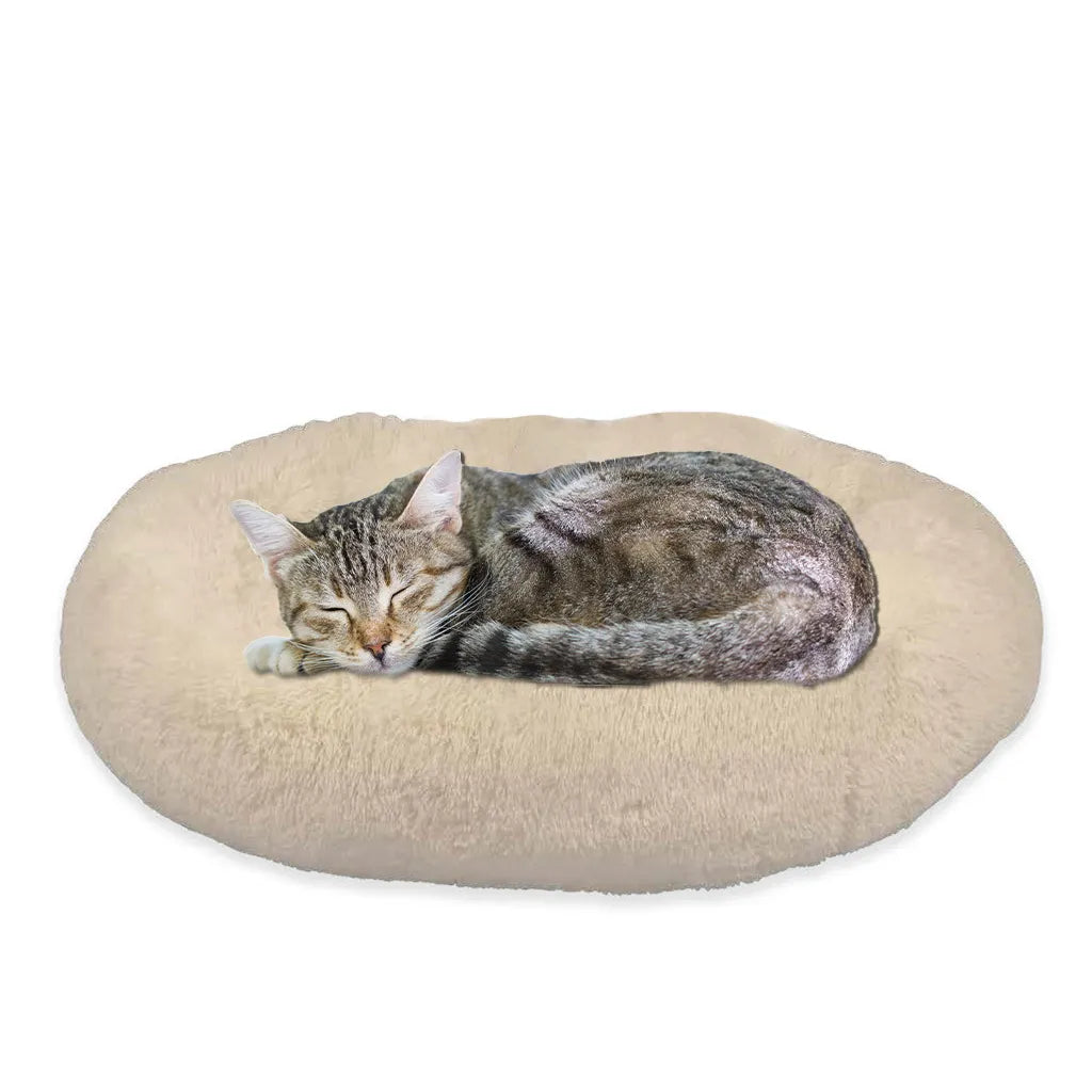  Peaceful Pooch M - Flauschiges Hundebett - 76cm Durchmesser - Faltbar - In Versch. Größen - Katzenbett - Waschbar - Herausnehmbare Polsterung - Entspannt Gelenke & Muskeln - Anti-Rutsch-Noppenboden