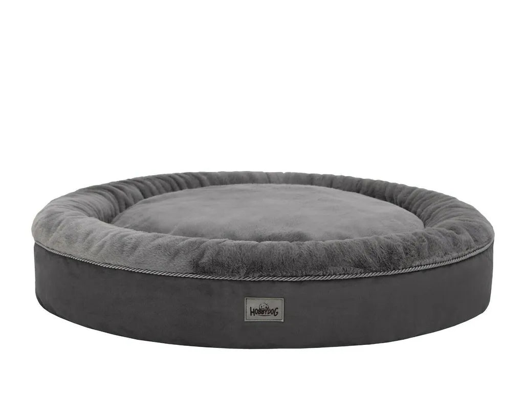  Hundebett Hobbydog RABBIT Tierbett Hundesofa Schlafplatz Couch Rund Plüsch XL Dunkel Grau