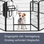  Juskys Welpenauslauf Plus 160 X 160 X 80 Cm – Welpenlaufstall 8-teilig Aus Metall – Freigehege Mit Tür – Welpengitter Für Hunde, Hasen & Kleintiere