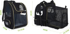  Pecute Hundetransportboxen Haustier Rucksack Hunderucksack Bis 5kg,mit Transparentes Fenster Schwarz,Erweiterbar Faltbar, Für Hunde Katzen Haustiere(34 * 27 * 42cm)