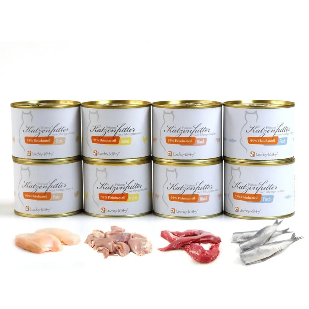  Lucky-Kitty Premium-Katzenfutter Probeset (8 X 200 Gramm = 1,6kg)
