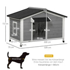  PawHut Hundehütte, Tannenholz, Hundehaus Mit Zu öffnendem Asphaltdach Und Abnehmbarem Boden, Kleintierhaus Für Kleine Und Mittelgroße Hunde, Outdoor, Wetterbeständig, Grau, 109 X 79 X 72 Cm