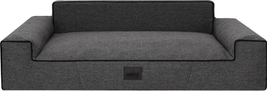  Hundebett GLAMOUR Bett Sofa Schlafplatz Ökoleinen Gewebe Kissen Korb Schwarz XL 98x66 Cm