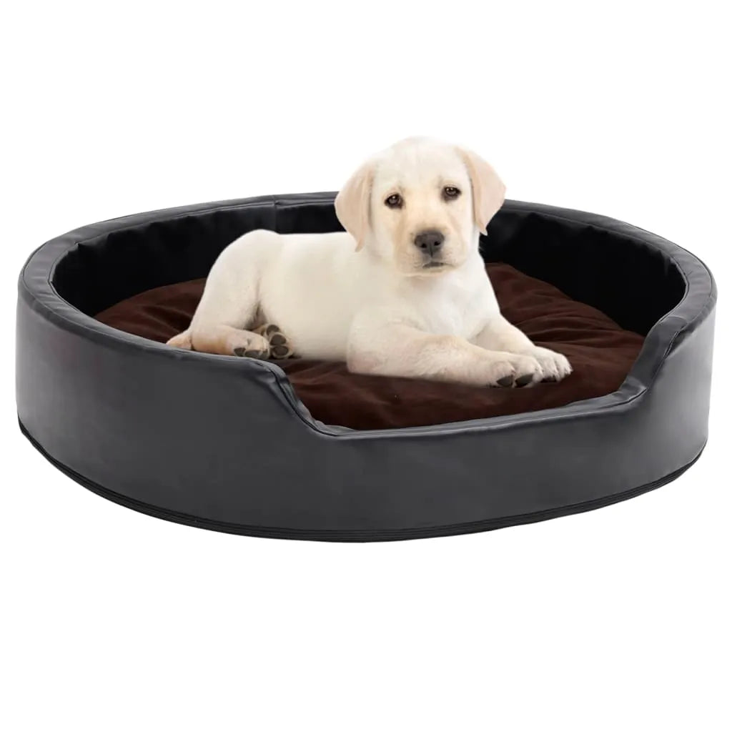  VidaXL Hundebett Schwarz-Braun 79x70x19 Cm Plüsch Und Kunstleder