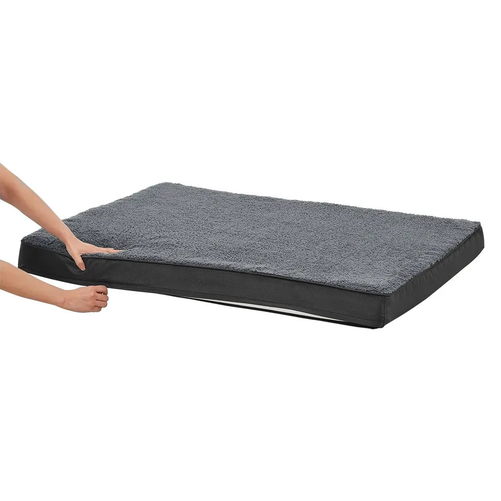  Juskys Hundebett Milow Orthopädisch 92x69cm - Hundekissen Flauschig & Stabil - Bezug Abnehmbar & Waschbar – Hundematte Für Mittlere Hunde - Grau