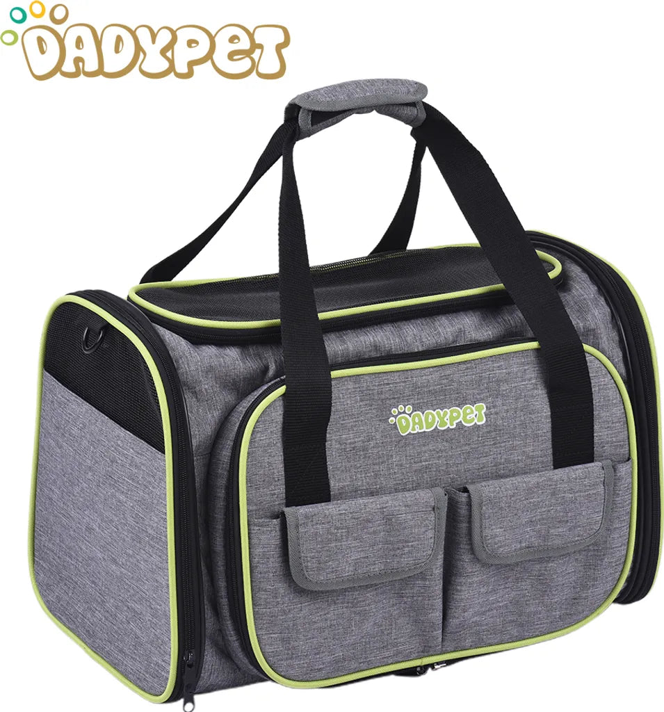  Transporttasche Katze Und Kleine Hunde Im Auto, Katzentransportbox Katzen Transporttasche & Hundebox Für Den Transport Von Hund & Katze Im Auto Oder In Der Bahn 44.5 * 33 * 28cm (Grau)