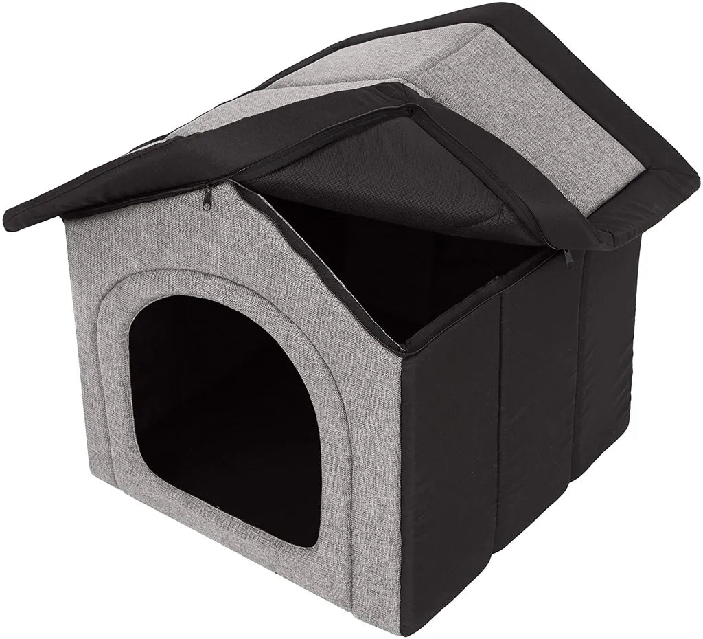  Hobbydog Hundehaus Hundehütte Schlafplatz Beruigungsplatz Beruigungshöhle Hellgrau Schwarz R3: 52 X 46 X 53 Cm