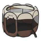  Hundelaufstall Telford 43 X 74 X 74 Cm Pop Up Tierlaufstall Für Innen- Und Außenbereich Welpenlaufstall Hundehütte Braun / Cremefarben