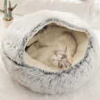  Hundebett Katzenbett Flauschige Langer Plüsch Warmer Schlafsack Rundes Haustierbett Rosa M