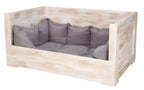  XXL Hundebett Balu Weiß Shabby Mit Kissen 115x54x40,5cm Kistenbett Hundesofa Hundekiste Holzkiste