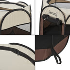  Hundelaufstall Telford 43 X 74 X 74 Cm Pop Up Tierlaufstall Für Innen- Und Außenbereich Welpenlaufstall Hundehütte Braun / Cremefarben