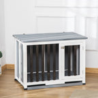  Pawhut Hundehütte Tannenholz Faltbarer Hundekäfig Hundehaus Mit Fenster Transportbox Transportkäfig Haustierkäfig Grau 84,5 X 51,4 X 61 Cm