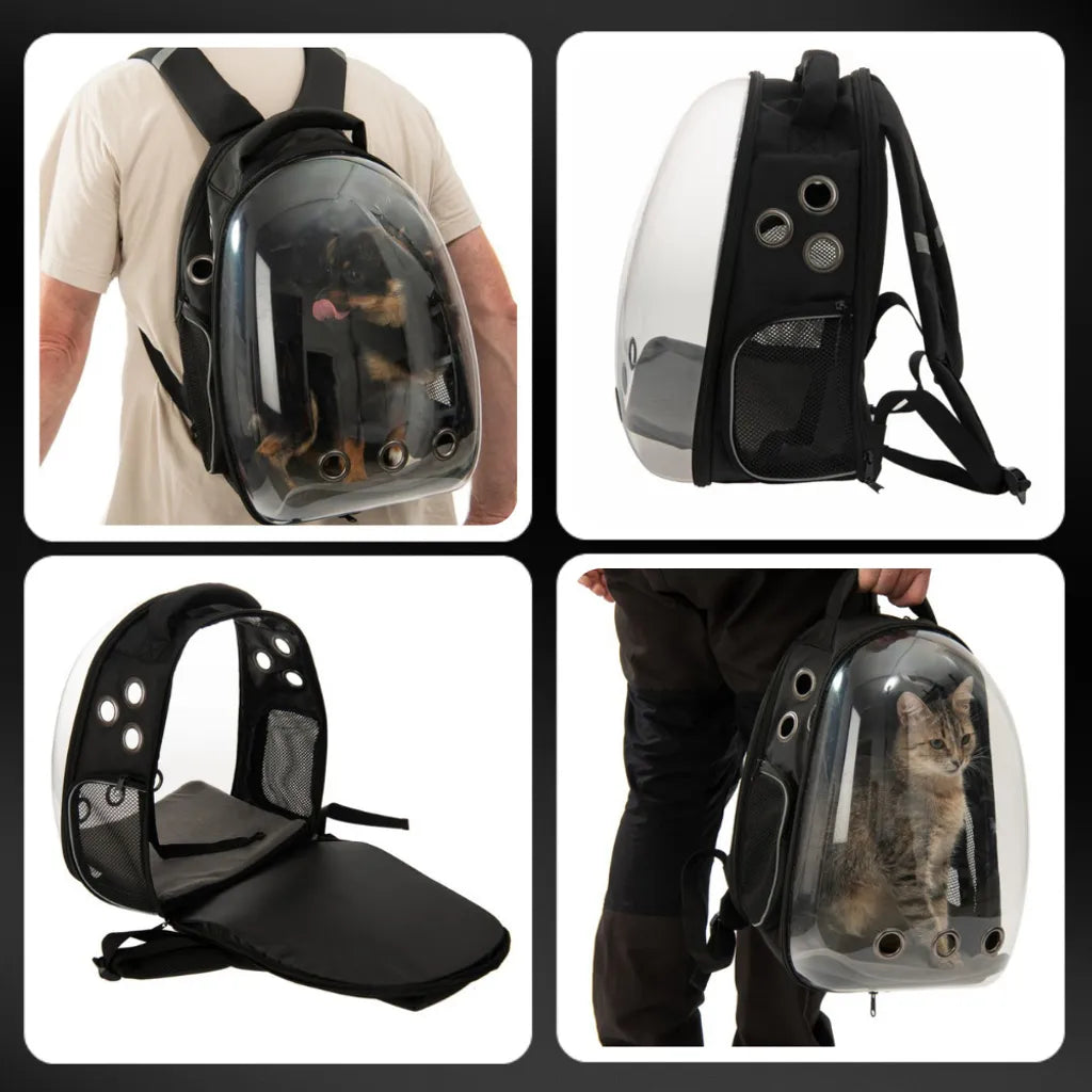  RUCKSACKTRANSPORTER FÜR CAT SPACE BACKPACK | Haustierträger Transparenter Rucksack Tragbare Hunde Und Katzen Outdoor-Tragetasche Atmungsaktives Kapsel-Design 180-Grad-Besichtigung Für Haustiere Reisen, Gehen