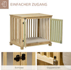  Pawhut Hundekäfig, Tierkäfig Aus Holz, Haustierkäfig Für Mittelgroße Hunde, Hundehütte Mit Kissen, Hundebox, Indoor, Naturholz+Cremeweiß, 82,5 X 57 X 72 Cm