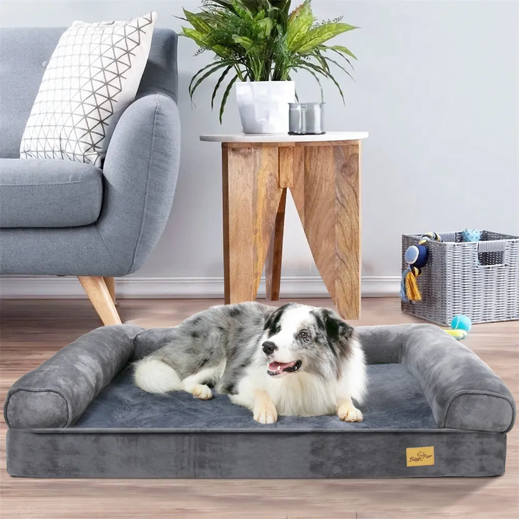  WISFOR Hundesofa Orthopädisch Hundebett Hundecouch Für Große Hunde, Wasserfest Waschbar Bezug Abnehmbar XL: 120x90x20cm