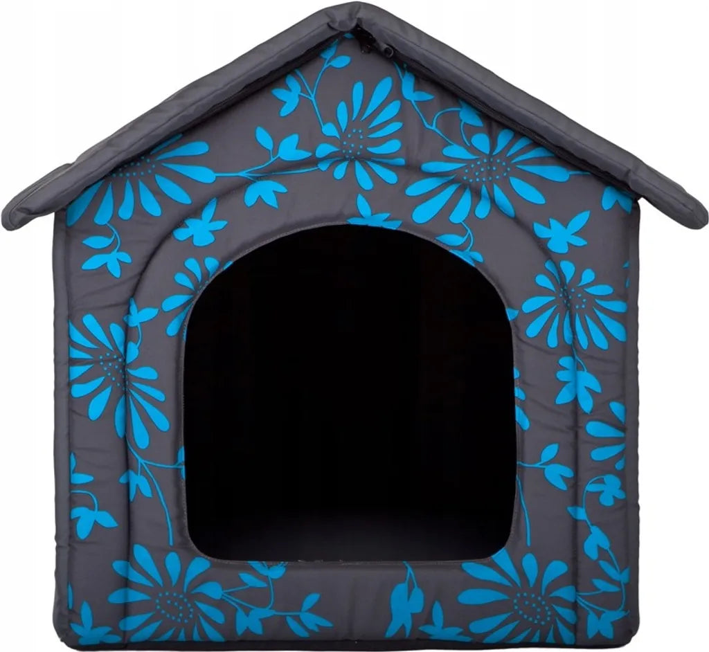  BUDNKW6 R4 Hundehöhle Katzenhöhle Hundebett Katzenbett Hundehaus Schlafplatz Hundekorb Hund Haus Hundehütte Grau Blue In Blumen R4: 60 X 55 X 60 Cm
