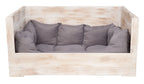  XXL Hundebett Balu Weiß Shabby Mit Kissen 115x54x40,5cm Kistenbett Hundesofa Hundekiste Holzkiste