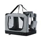  Juskys Hundetransportbox Lassie XL (grau) Faltbar - 58 X 82 X 58 Cm - Hundebox Mit Decke, Tasche & Griffen – Stoff Autotransportbox Für Hunde
