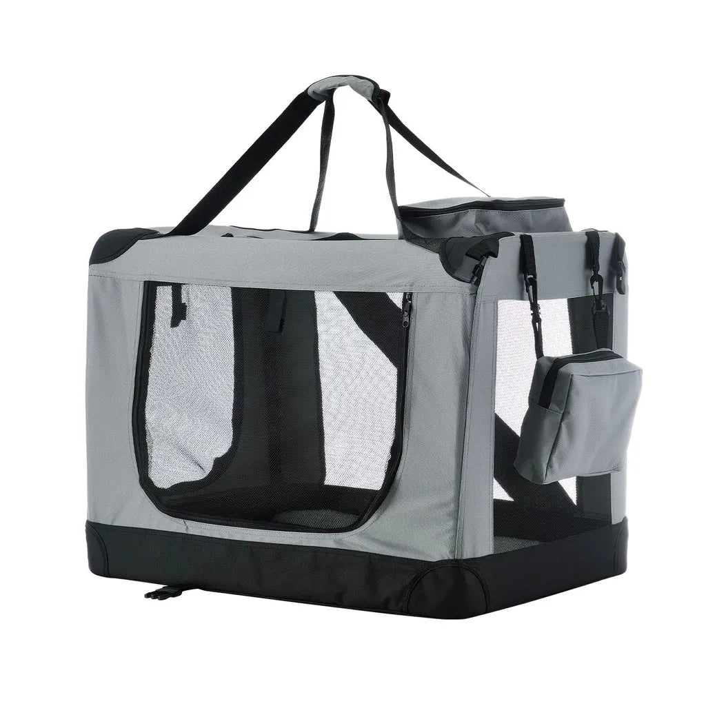  Juskys Hundetransportbox Lassie XL (grau) Faltbar - 58 X 82 X 58 Cm - Hundebox Mit Decke, Tasche & Griffen – Stoff Autotransportbox Für Hunde