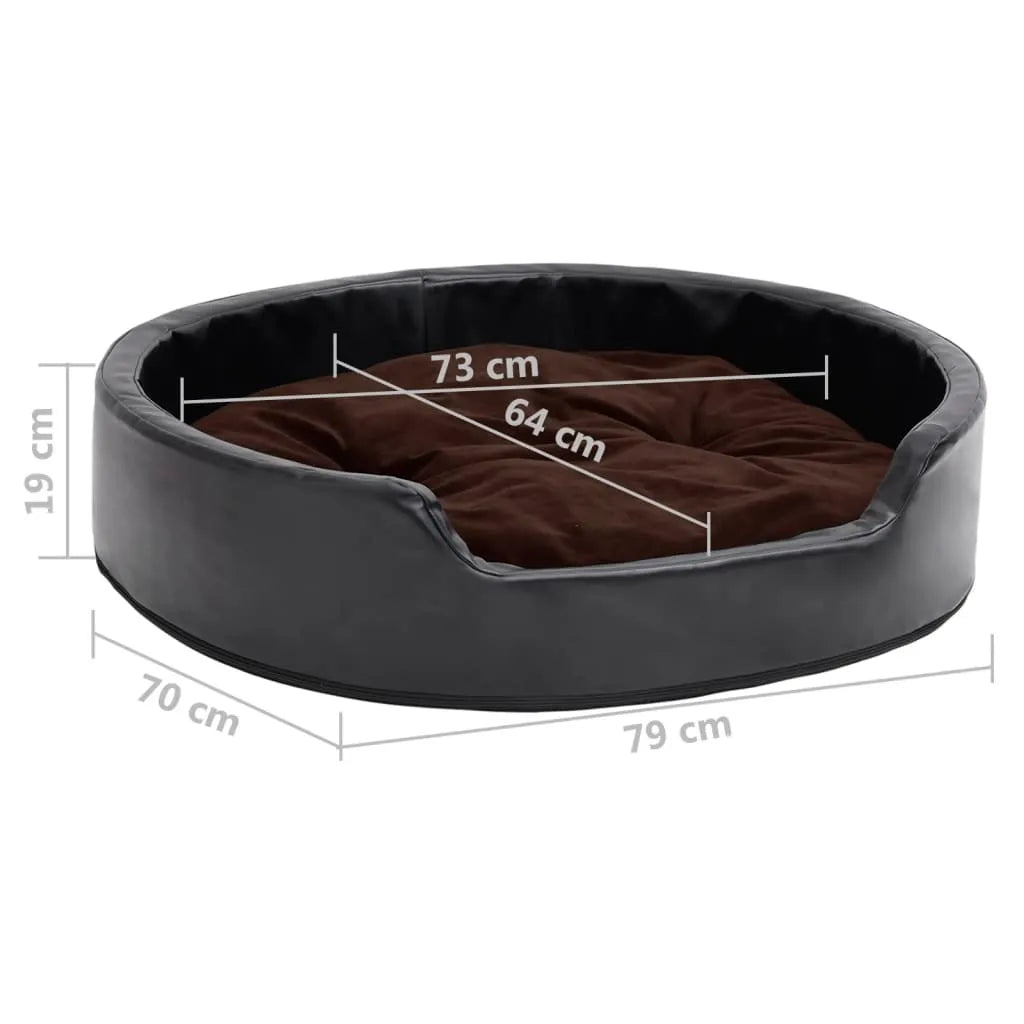  VidaXL Hundebett Schwarz-Braun 79x70x19 Cm Plüsch Und Kunstleder