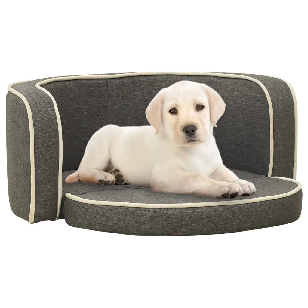 VidaXL Klappbares Hundesofa 76x71x30 Cm Waschbare Kissen Leinen Grau