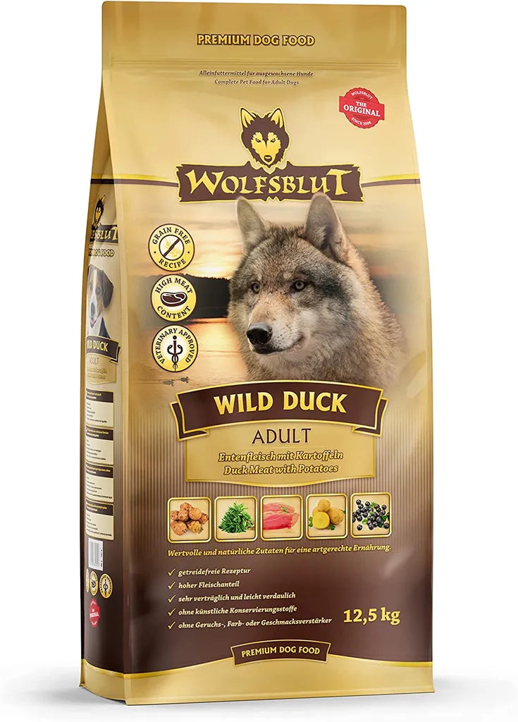  WOLFSBLUT ¦ Wild Duck Adult - 12,5 Kg ¦ Getreidefreies Hundetrockenfutter Im Sack