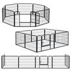  Juskys Welpenauslauf 160 X 160 X 60 Cm – Welpenlaufstall 8-teilig Aus Metall – Freigehege Mit Tür – Welpengitter Für Hunde, Hasen & Kleintiere