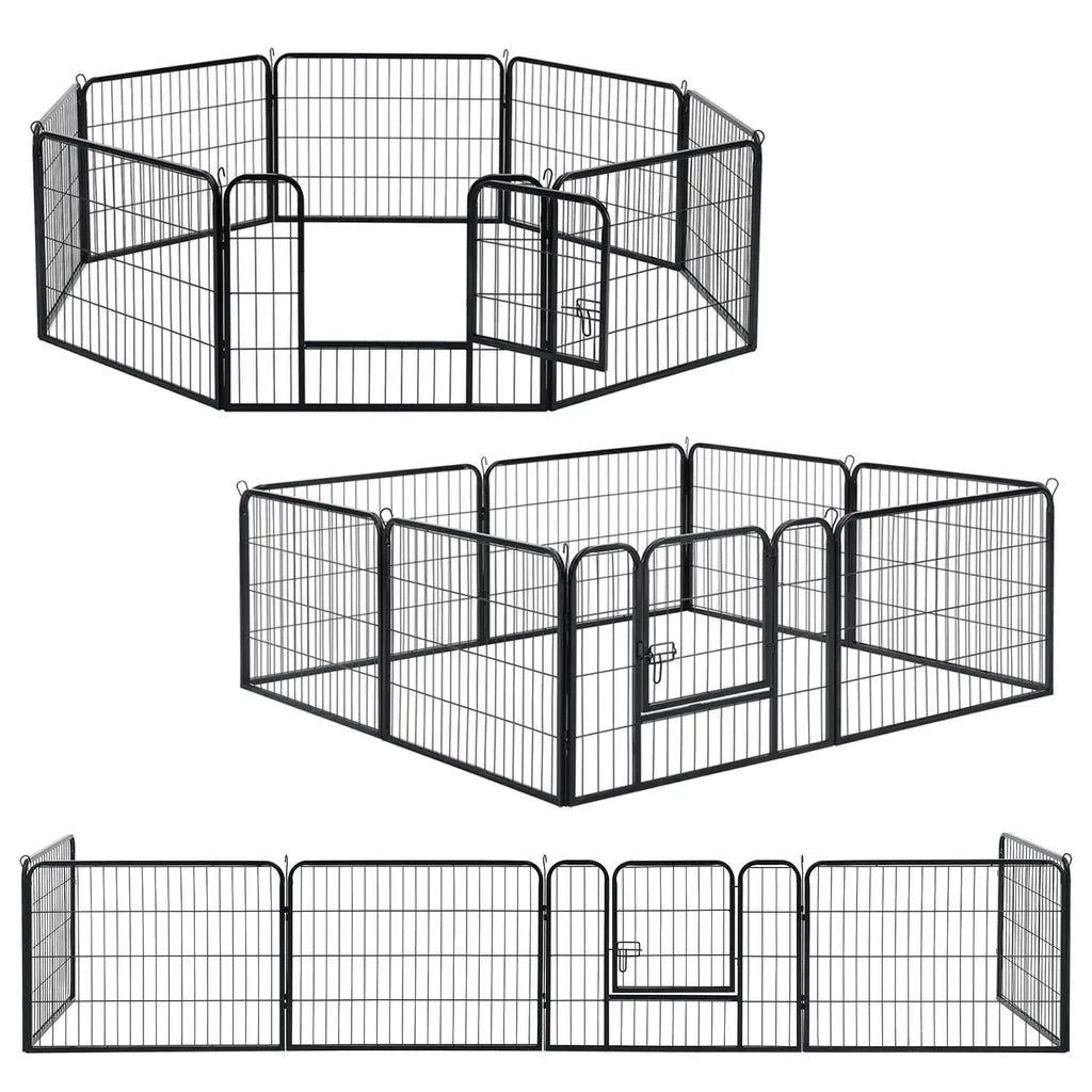  Juskys Welpenauslauf 160 X 160 X 60 Cm – Welpenlaufstall 8-teilig Aus Metall – Freigehege Mit Tür – Welpengitter Für Hunde, Hasen & Kleintiere