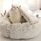 Hundebett Katzenbett Flauschige Langer Plüsch Warmer Schlafsack Rundes Haustierbett Rosa M