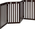  COSTWAY Absperrgitter Hunde 89cm Hoch, Schutzgitter Holz Klappbar, Treppengitter Hundeabsperrgitter Flexibel Türschutzgitter (Braun, 4 Paneelen)