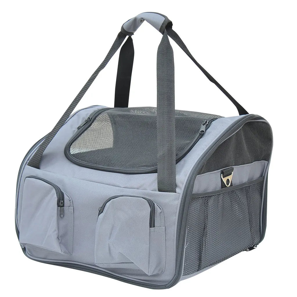  PawHut Hundetasche Auto Hundebox Transportbox Tragetasche Autositz Katze 41 X 34 X 30cm Oxford Gewebe Grau