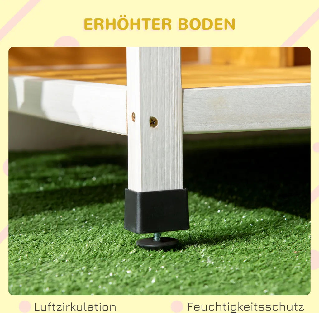  PawHut Hundehütte, Tannenholz, Hundehaus Mit Terrasse Und Aufklappbarem Asphaltdach, Hütte Für Kleine Hunde, Indoor, Outdoor, Wetterfest, Orange, 85,5 X 62 X 60 Cm