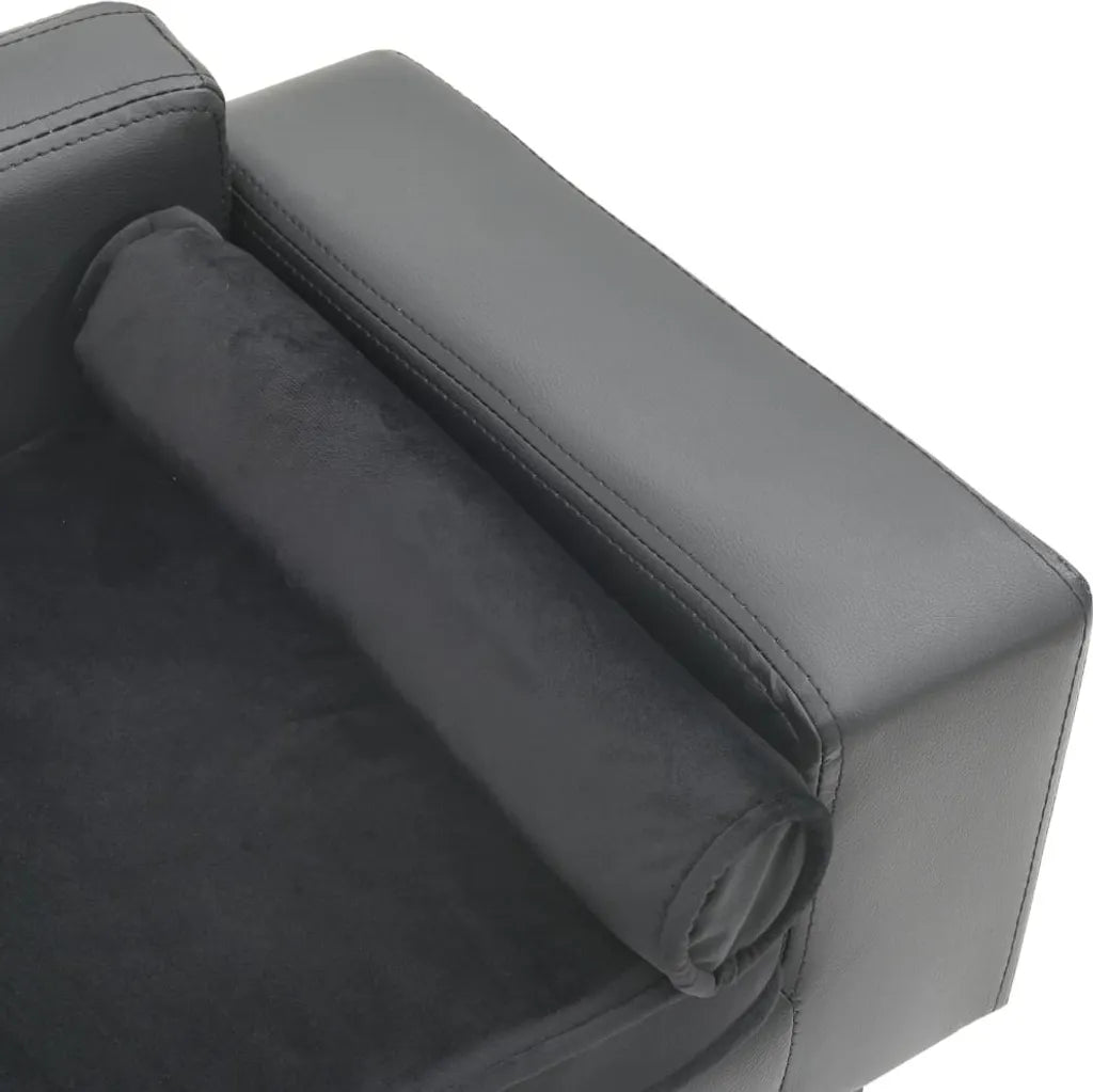  VidaXL Hundesofa Grau 81x43x31 Cm Plüsch Und Kunstleder