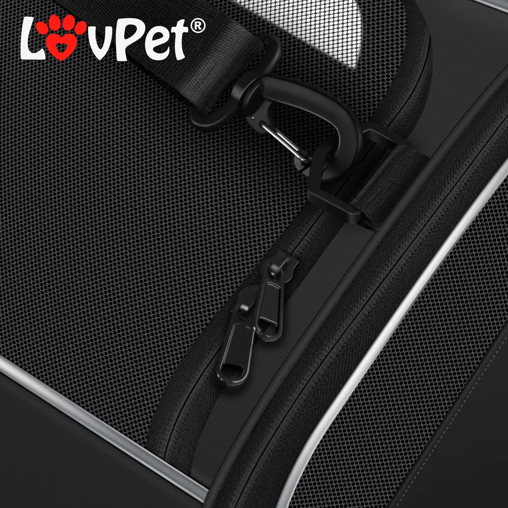  LOVPET® Hundebox Hundetasche Transportbox 2in1 Hunde & Katzentasche Hundetransportbox Inkl. Pet-Kissen + 3x Beutelrollen + Napf 44x31x36xm Transporttasche Für Haustiere, Haustiertransportbox, Farbe:Anthrazit