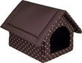  Elegant Hundehöhle, Hundehütte | Größe XL: 44 X 55 X 43 Cm | Farbe: Braun - Muster: Pfoten