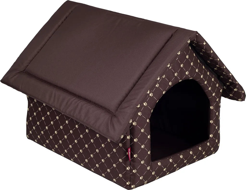  Elegant Hundehöhle, Hundehütte | Größe XL: 44 X 55 X 43 Cm | Farbe: Braun - Muster: Pfoten