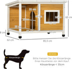  PawHut Hundehütte, Tannenholz, Hundehaus Mit Terrasse Und Aufklappbarem Asphaltdach, Hütte Für Kleine Hunde, Indoor, Outdoor, Wetterfest, Orange, 85,5 X 62 X 60 Cm