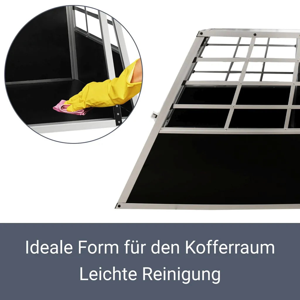  Juskys Alu Hunde-Transportbox XL - 96 × 91 × 70 Cm – Auto Hundebox Robust & Pflegeleicht – 2 Gittertüren Verschließbar - Reisebox Für Hunde
