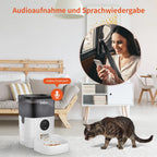  Balimo 4L Wifi Automatischer Futterautomat Für Katzen Und Hunde, 10s Soundaufnahmefunktion, 1-4 Mahlzeiten Pro Tag, Weiß+Schwarz